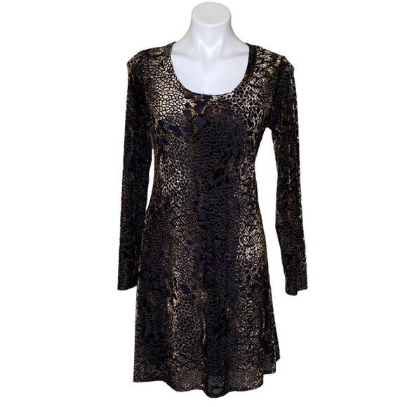 Karen Kane NWT $139 Animal Instinct Velvet A-Line Dress, Brown Burnout Women's S - Picture 2 of 11